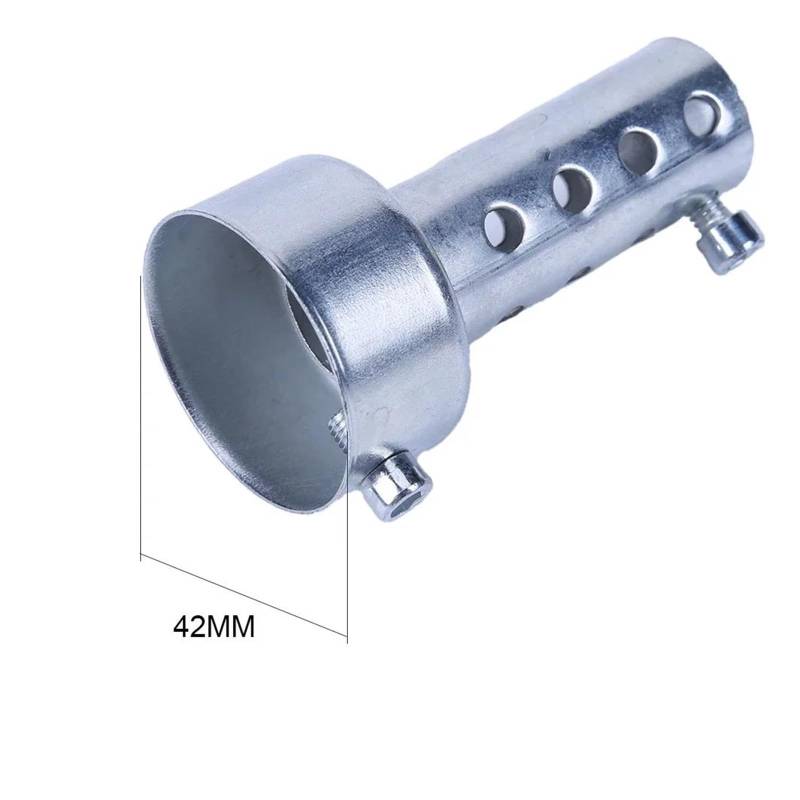 Auspuffrohrschutz 35mm 42mm 45mm 48mm Motorrad Modifiziertes Zubehör Auspuff Schalldämpfer Einstellbarer Schalldämpfer DB Killer Pipe Tip(Silver 86x42mm) von AMASONY