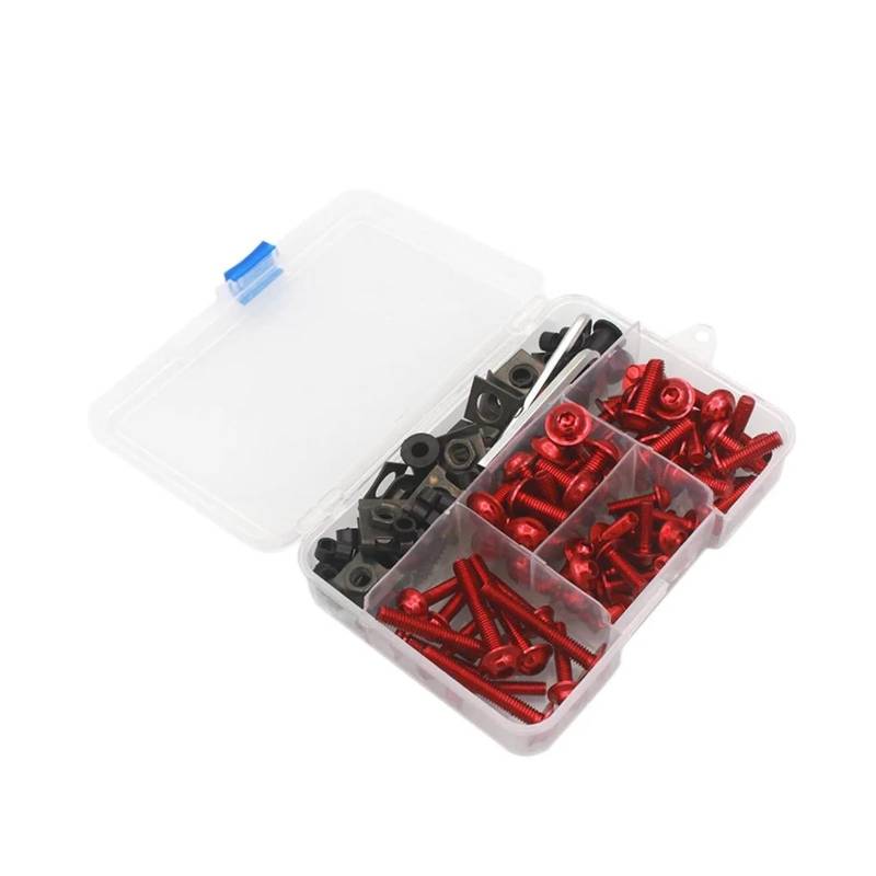 Für KAW&ASAKI Ninja 300 400 250 250r 650 Zx10r Zx6r Klx250 Zx9r Er6n Er6f Er5 Motorrad Verkleidung Schrauben Kit Karosserie Schrauben Mutter(Red) von AMASONY