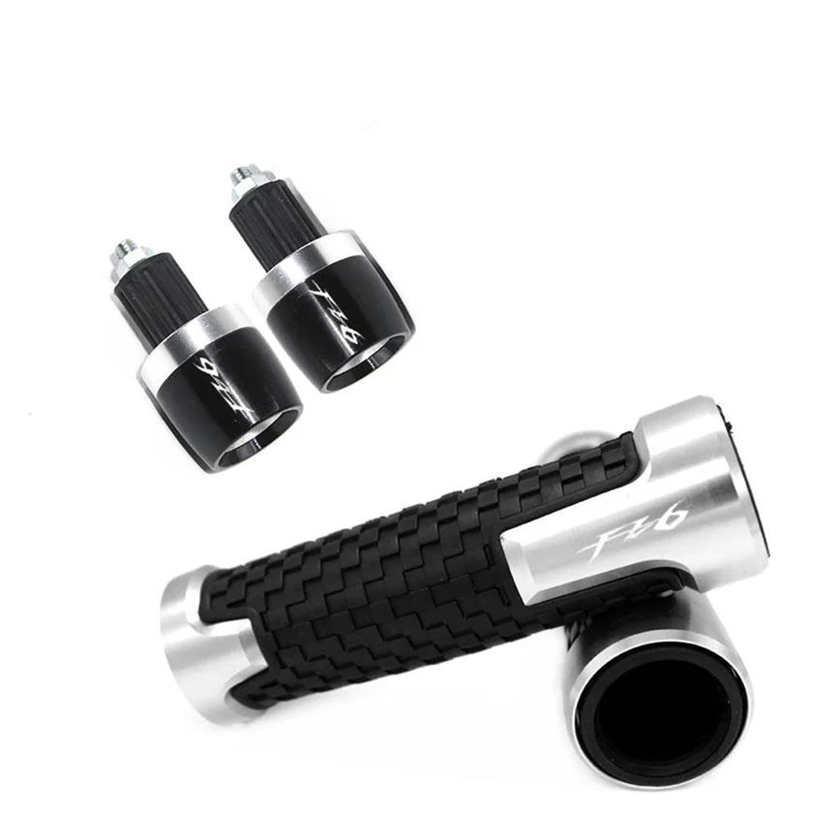 Motorrad Lenkerende Für FZ6 FZ-6 ZF6N FZ6R FAZER Alle Jahr Motorrad 7/8 "22MM CNC Lenker Griffe Griff Bar Grip End Kappe Stecker(Silver) von AMASONY