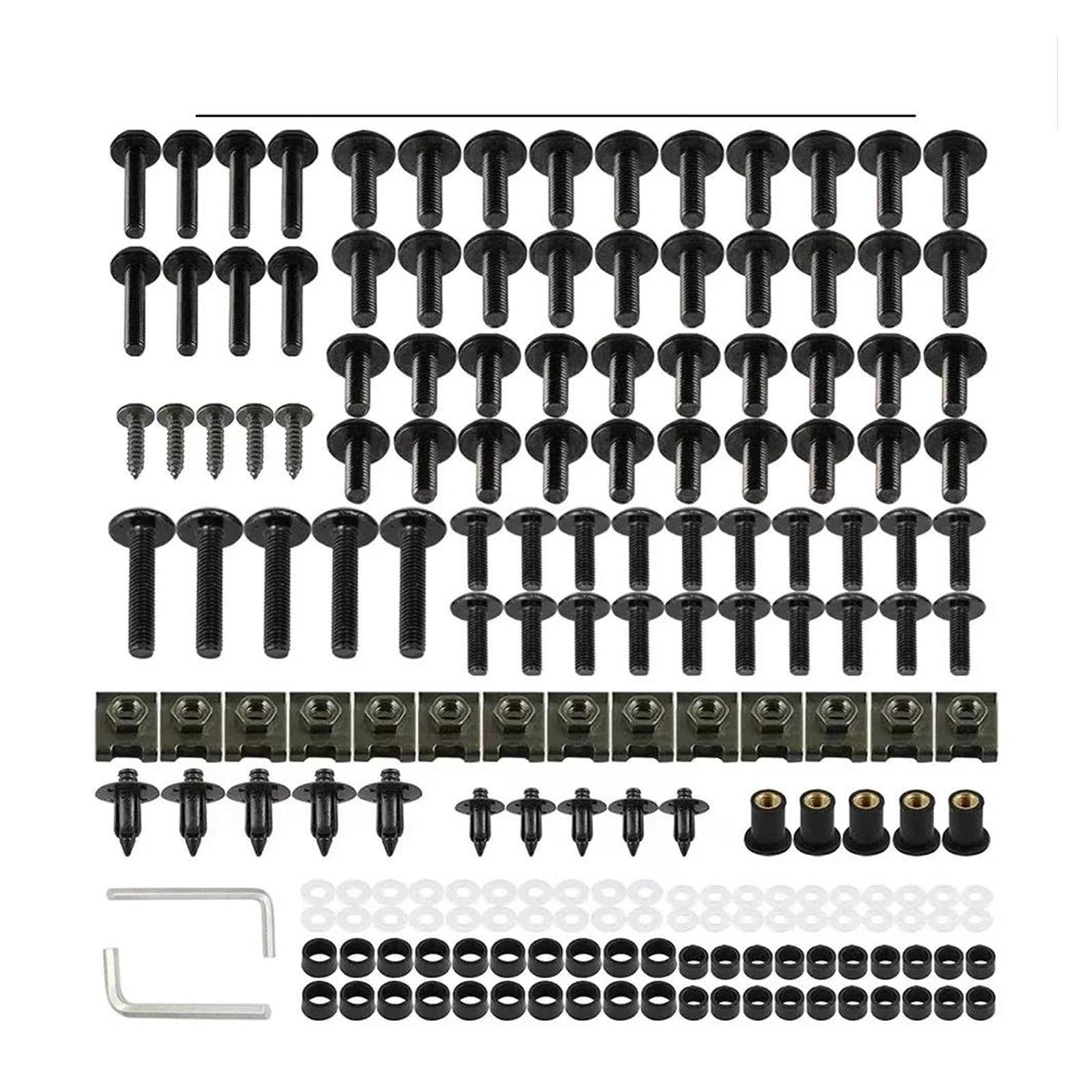 Schrauben-Unterlegscheiben-Satz 177 PCS Verkleidung Schrauben Schrauben Mutter Kit Für YAM&AHA YZ250 YZ250F YZ250X WR450F 426F 250R 250F TTR 225 230 250 50E 90 90E(Black) von AMASONY