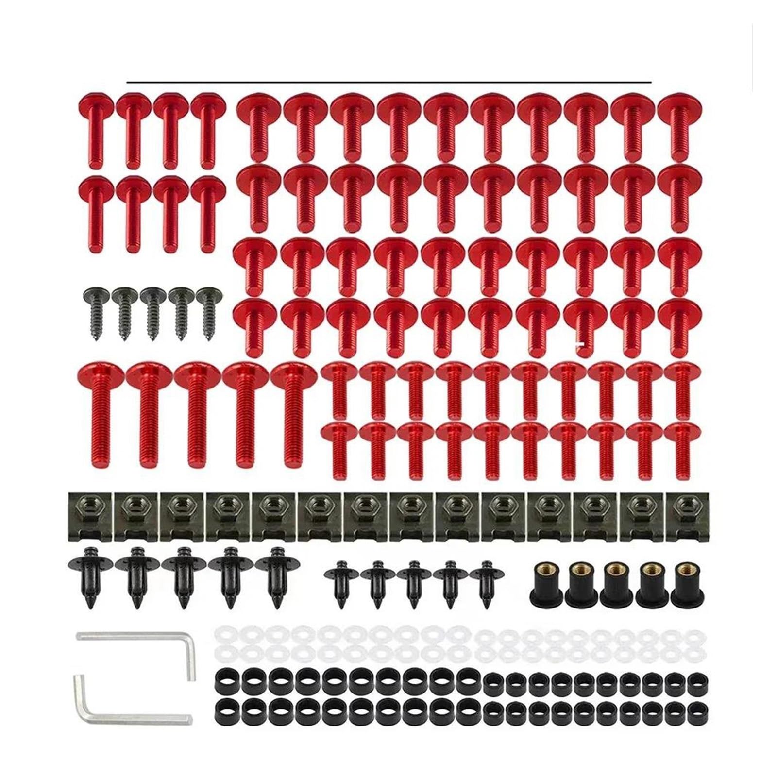 Schrauben-Unterlegscheiben-Satz 177PCS Verkleidung Schrauben Schrauben Mutter Kit Für YAM&AHA YZF R7 R6 R1M R3 R1 R1S R125 R125 600R R6S XJR1300 XJR 1300 MT09 MT07(Red) von AMASONY