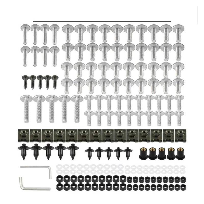 Schrauben-Unterlegscheiben-Satz 177PCS Verkleidung Schrauben Schrauben Mutter Kit Für YAM&AHA YZF R7 R6 R1M R3 R1 R1S R125 R125 600R R6S XJR1300 XJR 1300 MT09 MT07(Silver) von AMASONY