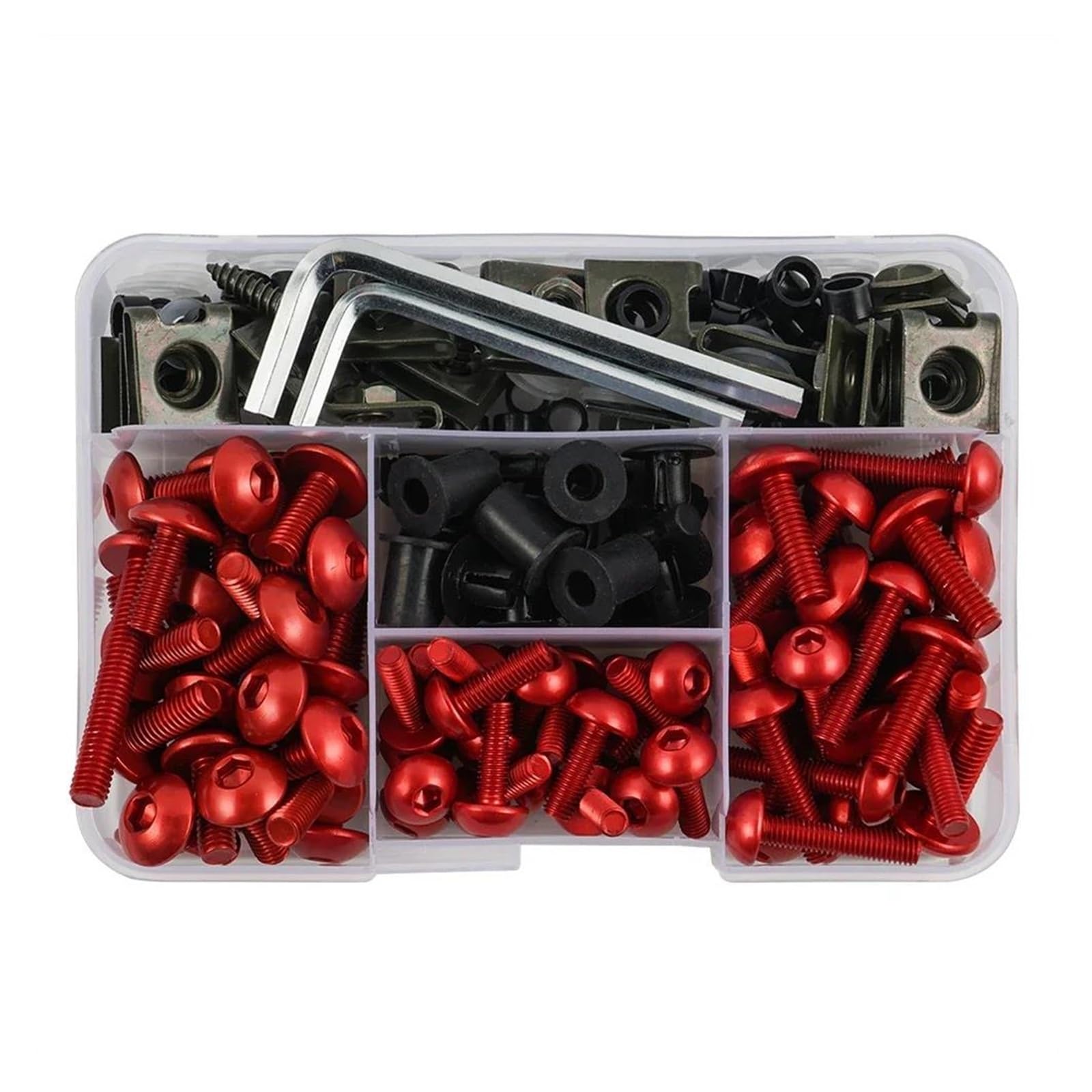 Schrauben-Unterlegscheiben-Satz 195Pcs Verkleidung Schrauben Schrauben Kit Mutter Clip Für HON&DA CB 125R 250R 300R 400X 400F 500X 500F 600F 650R 650F 1000R 1300(Red) von AMASONY