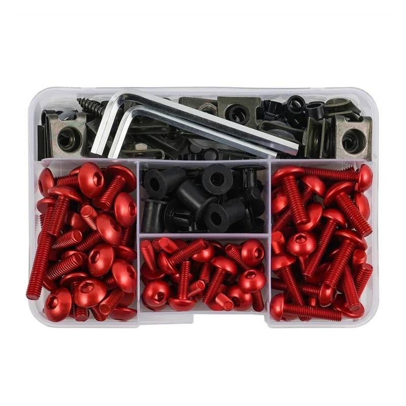 Schrauben-Unterlegscheiben-Satz 195Pcs Verkleidung Schrauben Schrauben Kit Mutter Clip Für YAMA&HA Tenere 7 T700 XTZ700 XTZ 700 Tracer 9 9gt 900 GT 900gt(Red) von AMASONY