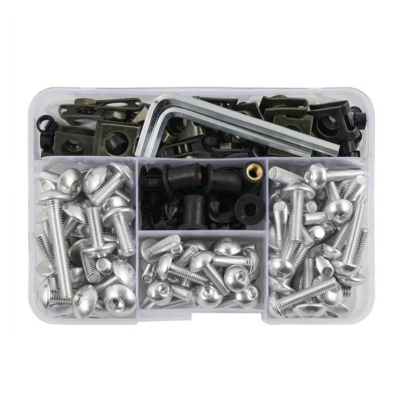 Schrauben-Unterlegscheiben-Satz 195Pcs Verkleidung Schrauben Schrauben Kit Mutter Clip Für ZX6R ZX7R ZX9R ZX10R ZX10RR ZX12R ZX14R ZX 4RR 6R 7R 9R 10R 12R 14R 10RR(Silver) von AMASONY