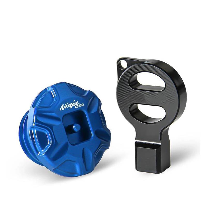 Schutzhülle Motorrad Anti-Diebstahl-Öl-Einfüllstutzen-Kappe Motoröl-Stecker-Abdeckung Für Ka&wasaki Ninja H2 R H2R SX SE NinjaH2 2020-2024(Blue) von AMASONY