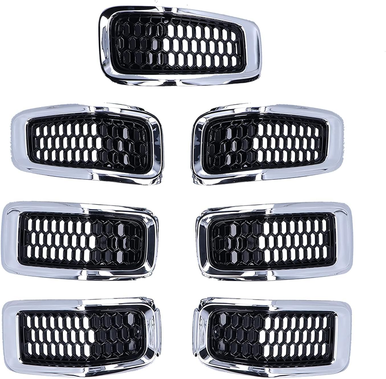 Auto Frontschürze Grill für Jeep Cherokee 2014-2018,Kühlergrill, Vordere Niere Stoßstange Grillersatz, Zubehör für Außenmodifikationen,B-chrome frame-normal von AMAZWI