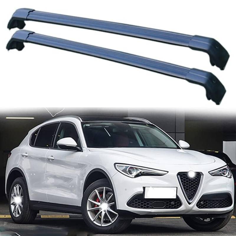 2 Stück Dachträger Gepäckträger, für Alfa Romeo Stelvio SUV 2017-2021 Aluminium Auto Querträger Dachreling Relingträger Dachgepäckträger,Sliver-a von AMENAS