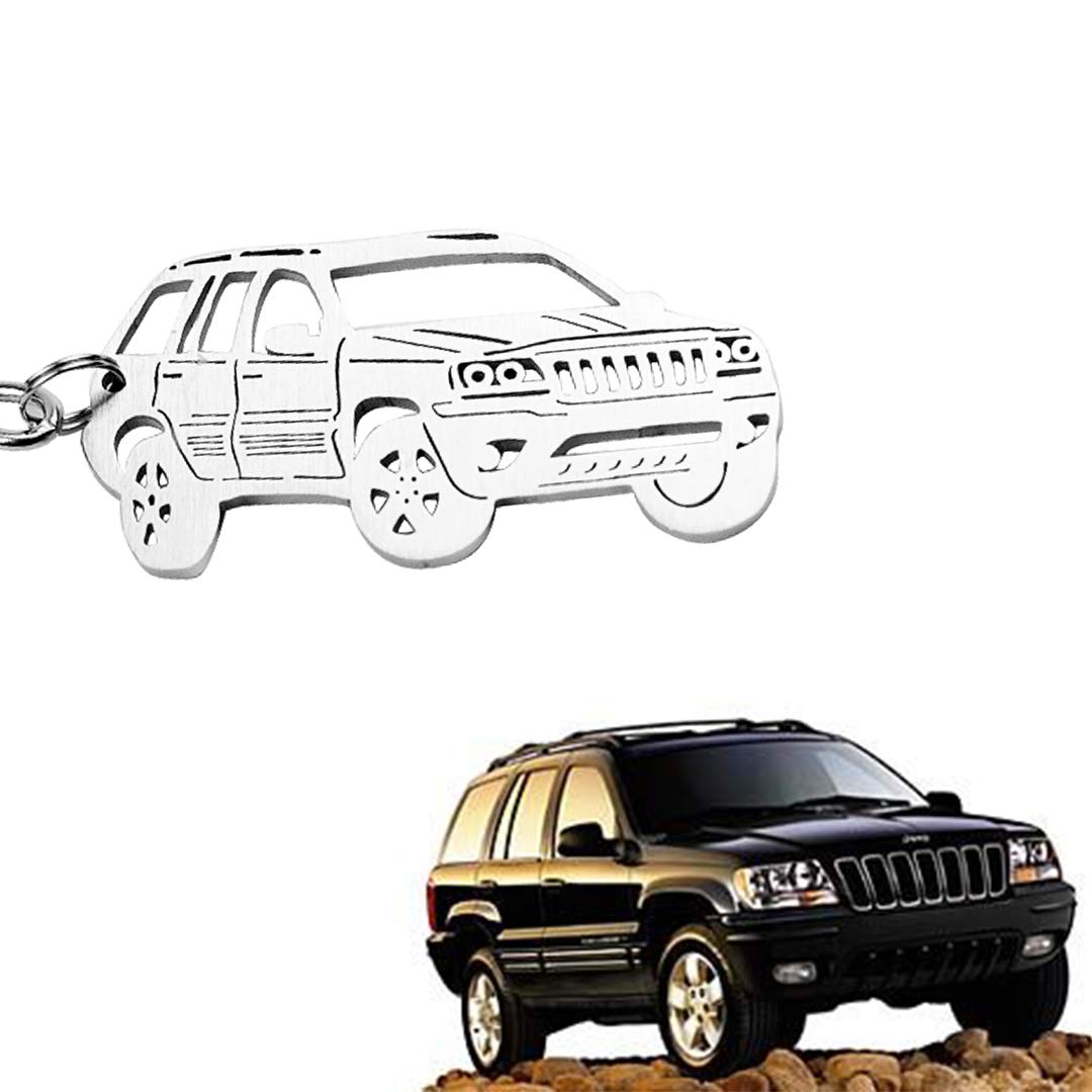 AMFRNE Special for Jeep Grand Cherokee Edelstahl-Schlüsselanhänger, Geschenkidee und Sammlung für Grand Cherokee-Fans, Grand Cherokee-Zubehör, silber, small keychain von AMFRNE