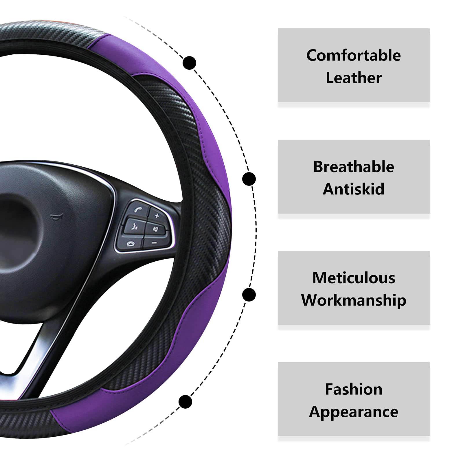 Auto Lenkradbezug aus Mikrofaser Leder für Al-FA Romeo 159 - Anti-Rutsch Lenkradabdeckung - Lenkrad Abdeckung für Frauen Männer - Sport Lenkradschutz,Purple von AMGASMG