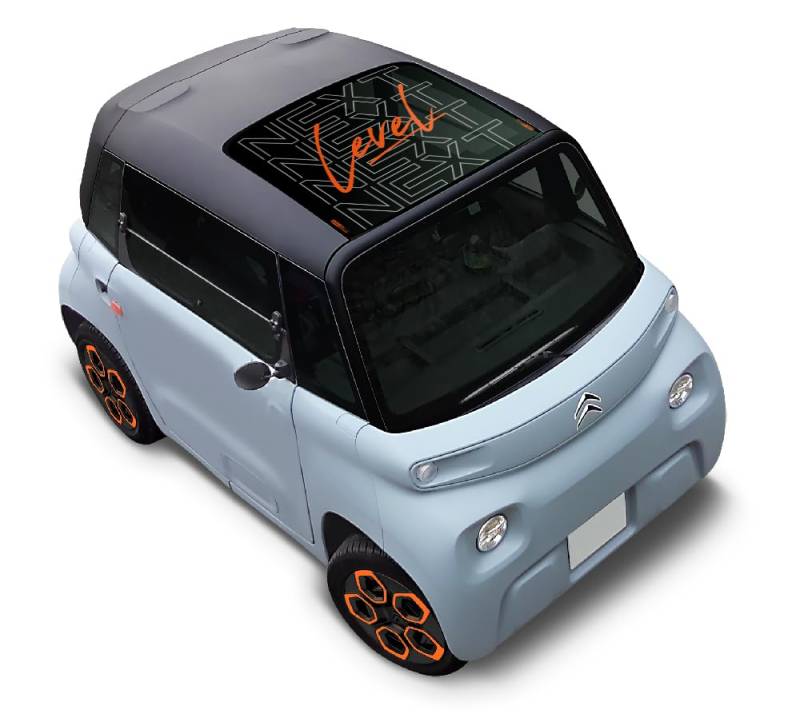 Sonnenblende, kompatibel mit Citroën AMI – Represente 01 (Orange) – speziell für Glasdach – Mikroperforiertes Vinyl – reduziert Blendung der Sonne, ohne die Sicht einzuschränken von AMI-GO.CLUB