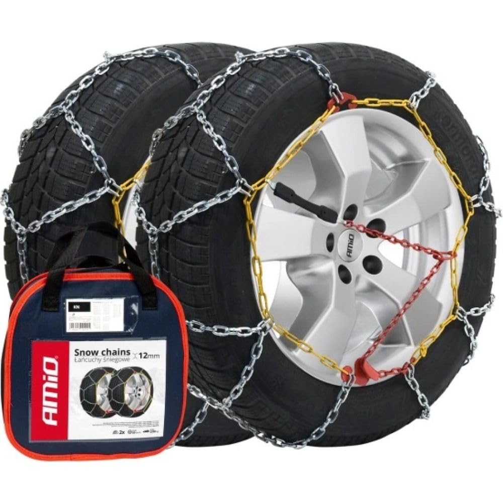 AMIO Schneeketten für 195/65 R15 Reifen Homologation: TÜV/GS | 12 mm von AMIO