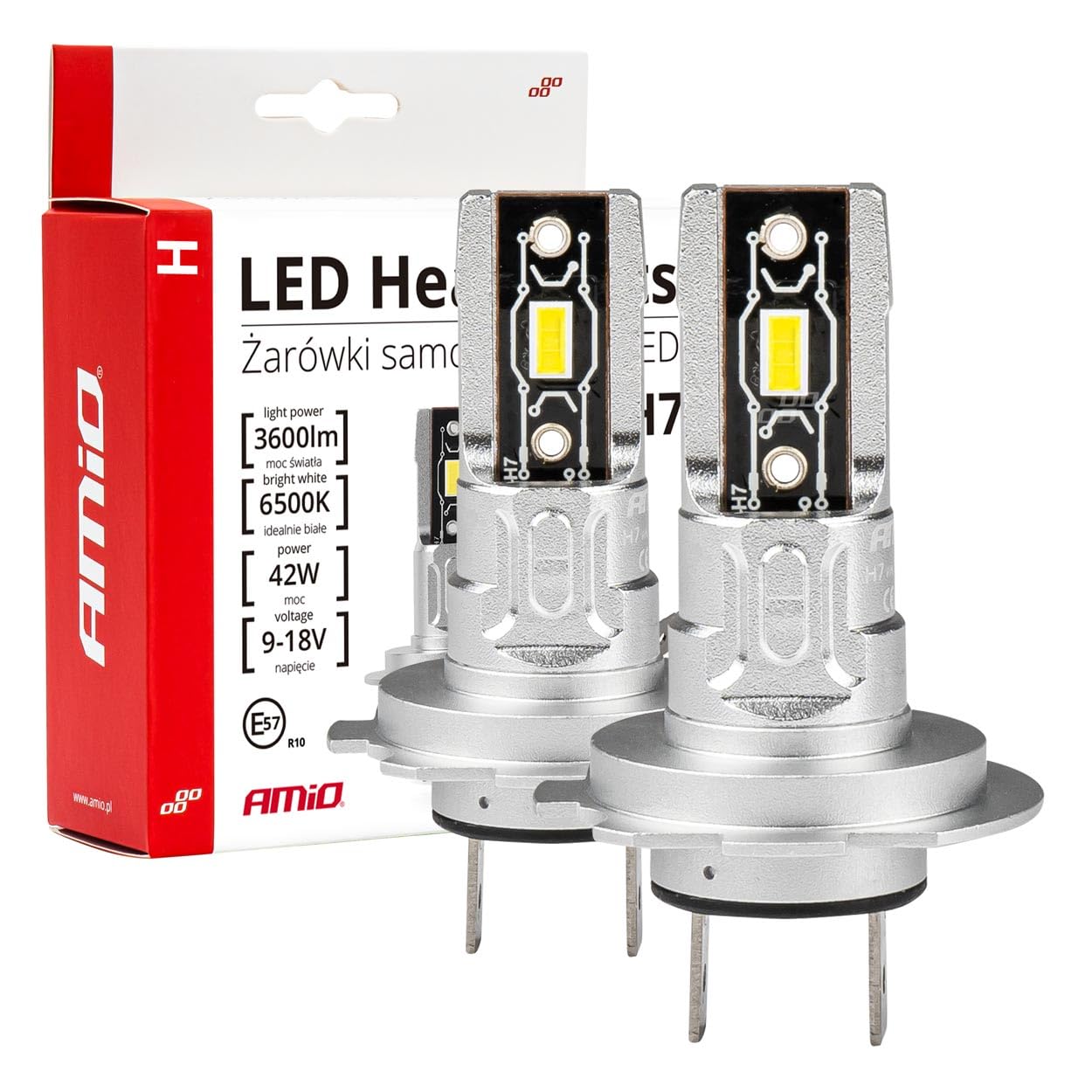 AMiO DIMLicht LED H7 Mini 6500K Weiß (Set) [Weiße Scheinwerfer - Weiße Dimlights] von AMIO