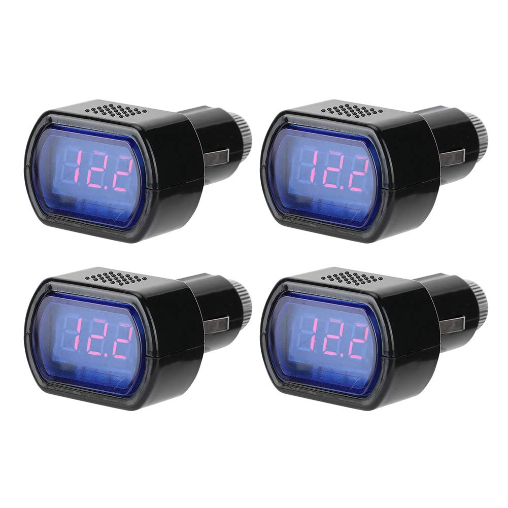 4 Stücke Auto Voltmeter LED Digitalanzeige Batterie Spannungsüberwachung Detektor für DC 12 V oder 24 V Auto Spannungsanzeige Auto Spannungsdetektor Automotive Ersatz Voltmeter von AMONIDA