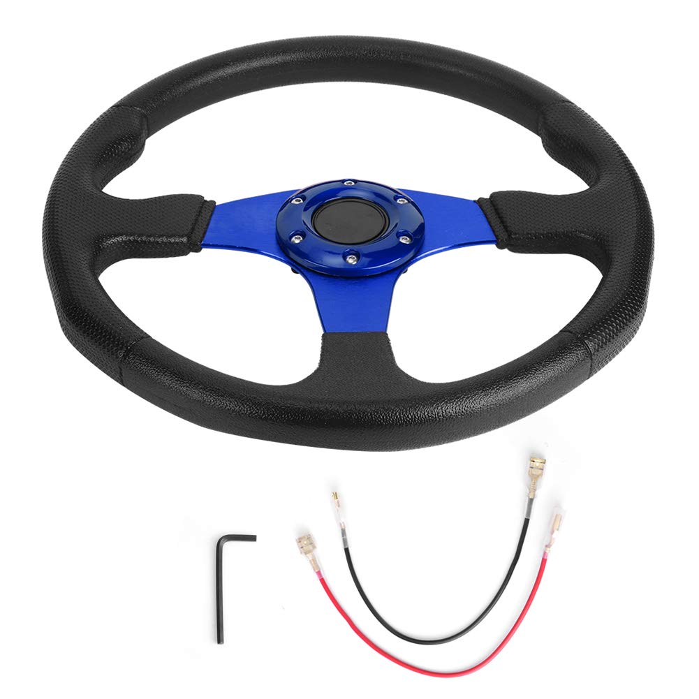 Auto Racing Lenkrad, 350 Mm/14 Zoll Rennwagen Sportlenkrad Deep Dish 6 Schrauben Universal Modifiziertes Zubehör (Blau) von AMONIDA