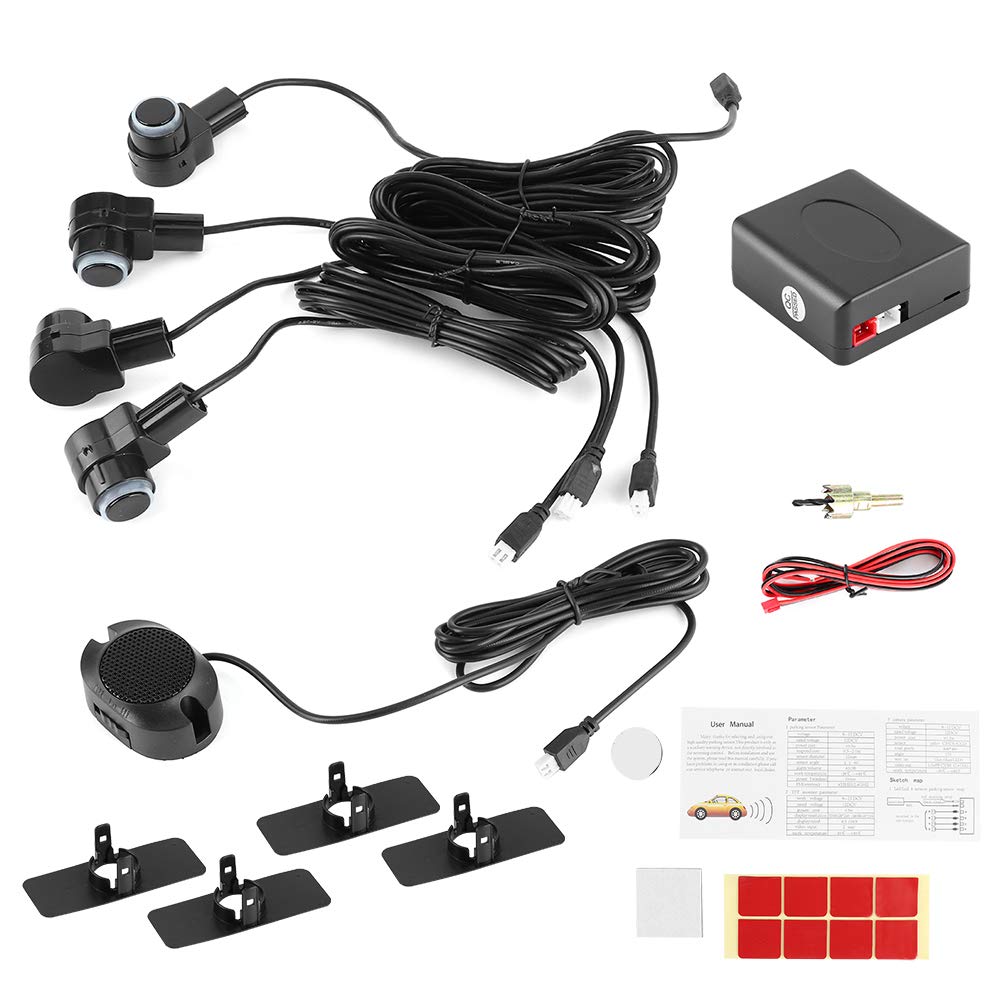 Auto Reverse Backup Parksensor Radar System, Intelligentes Einparkhilfesystem 4 Sensorsonde Auto Auto Reverse Radar 80dB Summer Alert Kit von AMONIDA