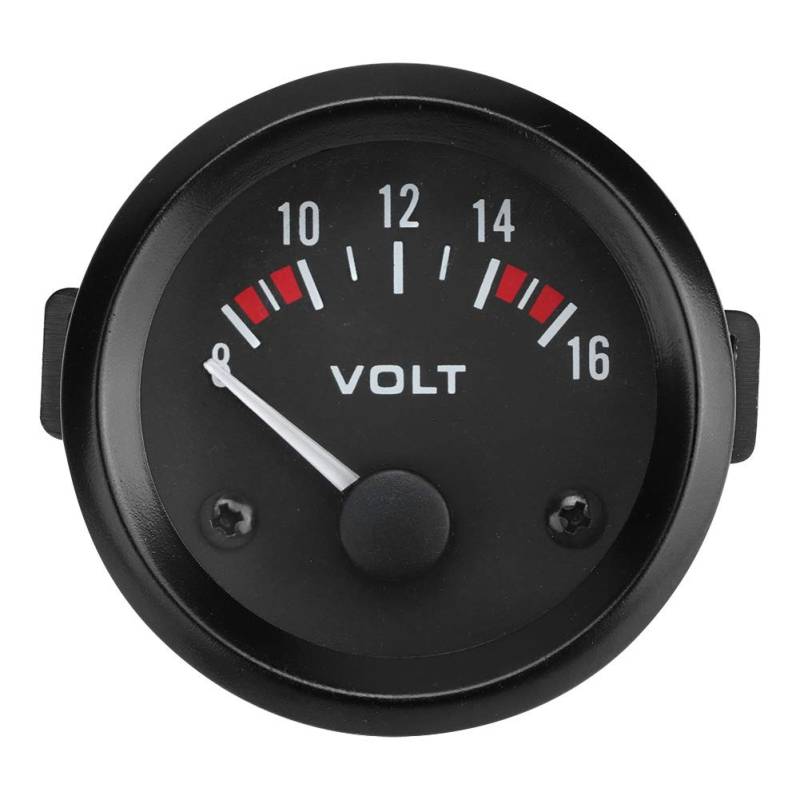 Auto-Universal-12-V-Voltmeter, 52-mm-Spannungsmesser, 8-16 V, BX100007, Aluminiumlegierung, Kfz-Ersatz-Voltmeter für die Meisten 12-V-Autos von AMONIDA