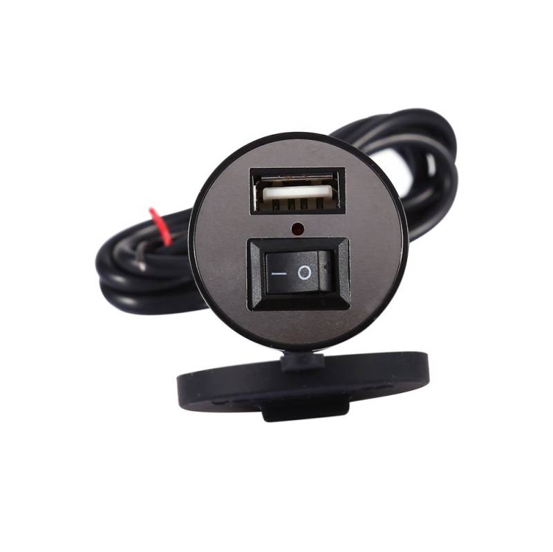 AMONIDA Motorrad USB Handy LadegeräT, 3.46x1.65x1.69 USB Motorrad Handy Netzteil LadegeräT Wasserdicht Port Buchse 12V (Schwarz) von AMONIDA