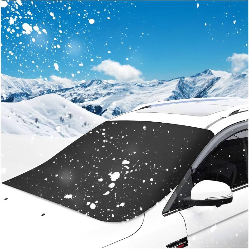 AMSNINK Frontscheibenabdeckung, Windschutzscheibenabdeckung, Magnet Fixierung Faltbare Frostschutz Auto Frontscheibe Gegen Schnee, EIS, Frost, Uv-Strahlung, Sonne, Staub 145 X 125cm von AMSNINK