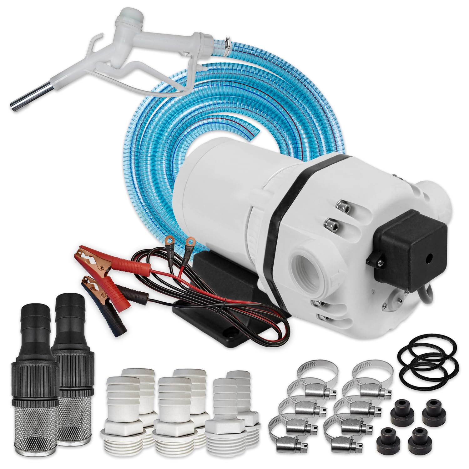 AdBlue®-PUMPEN SET HARNSTOFF-PUMPE, Chemikalien-Pumpe, mit Saug- und Druckschlauch, Zapf-Pistole und Zubehör, mit KUPFERWICKLUNG, JETZT MIT EXTRA-Ersparnis! Elektrische pumpe für DIESEL Fasspumpe von AMUR