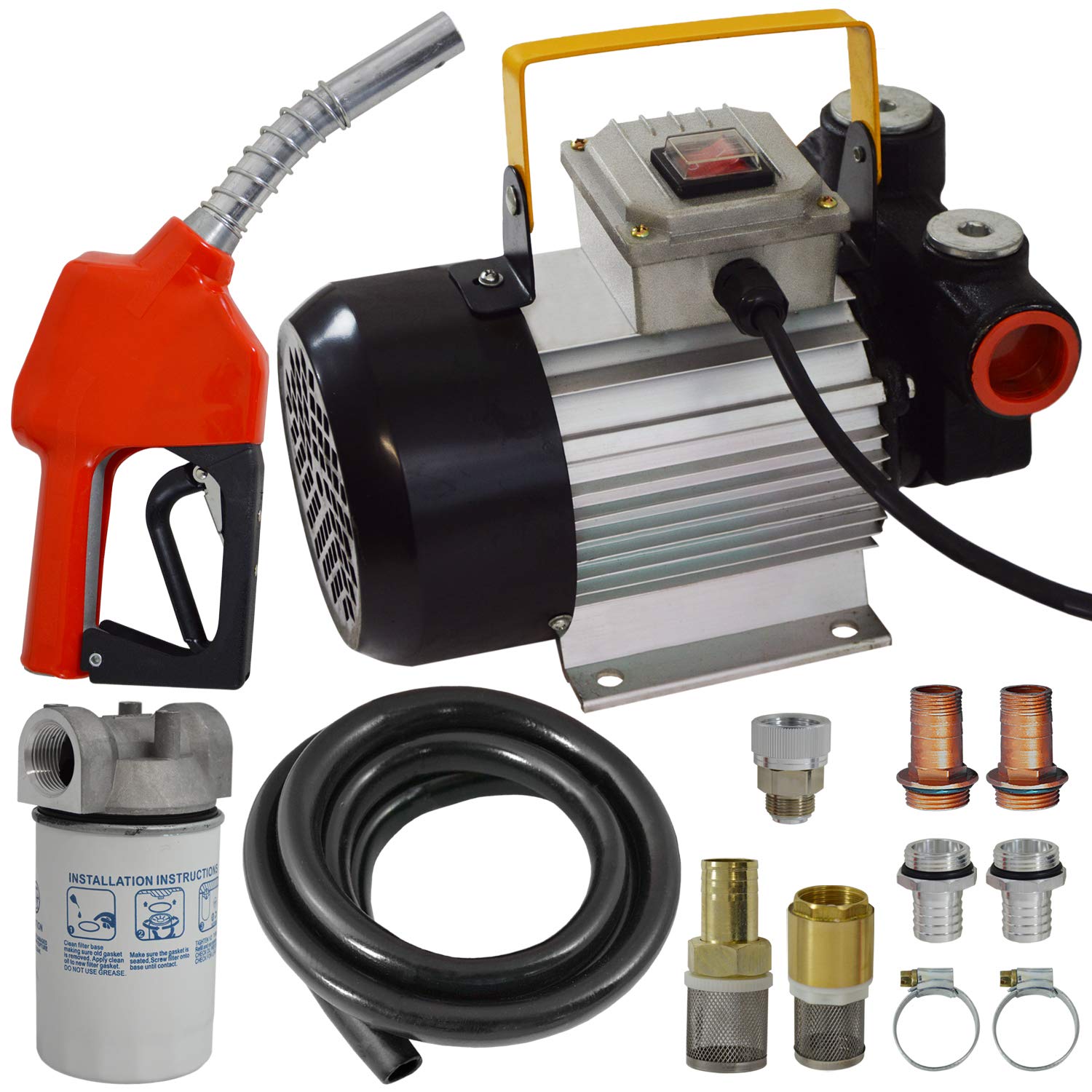 Dieselpumpe Heizölpumpe Biodiesel Ölpumpe Kraftstoffpumpe Selbstansaugende Pumpe Standard-4 Elektrische 230V Dieselpumpe Leistungsstarker Motor (Set Standard 4 mit Paket 3) von AMUR