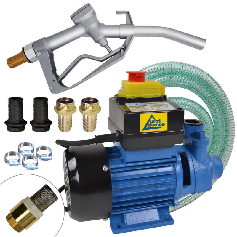 Dieselpumpe Heizölpumpe Biodiesel Profi-230V, JETZT MIT EXTRA-Ersparnis! 230V SELBSTSAUGENDE DIESELPUMPE - KRAFTSTOFFPUMPE Set mit Schlauch, Zapfpistole und QUALITATIV-HOCHWERTIGEM Zubehör von AMUR