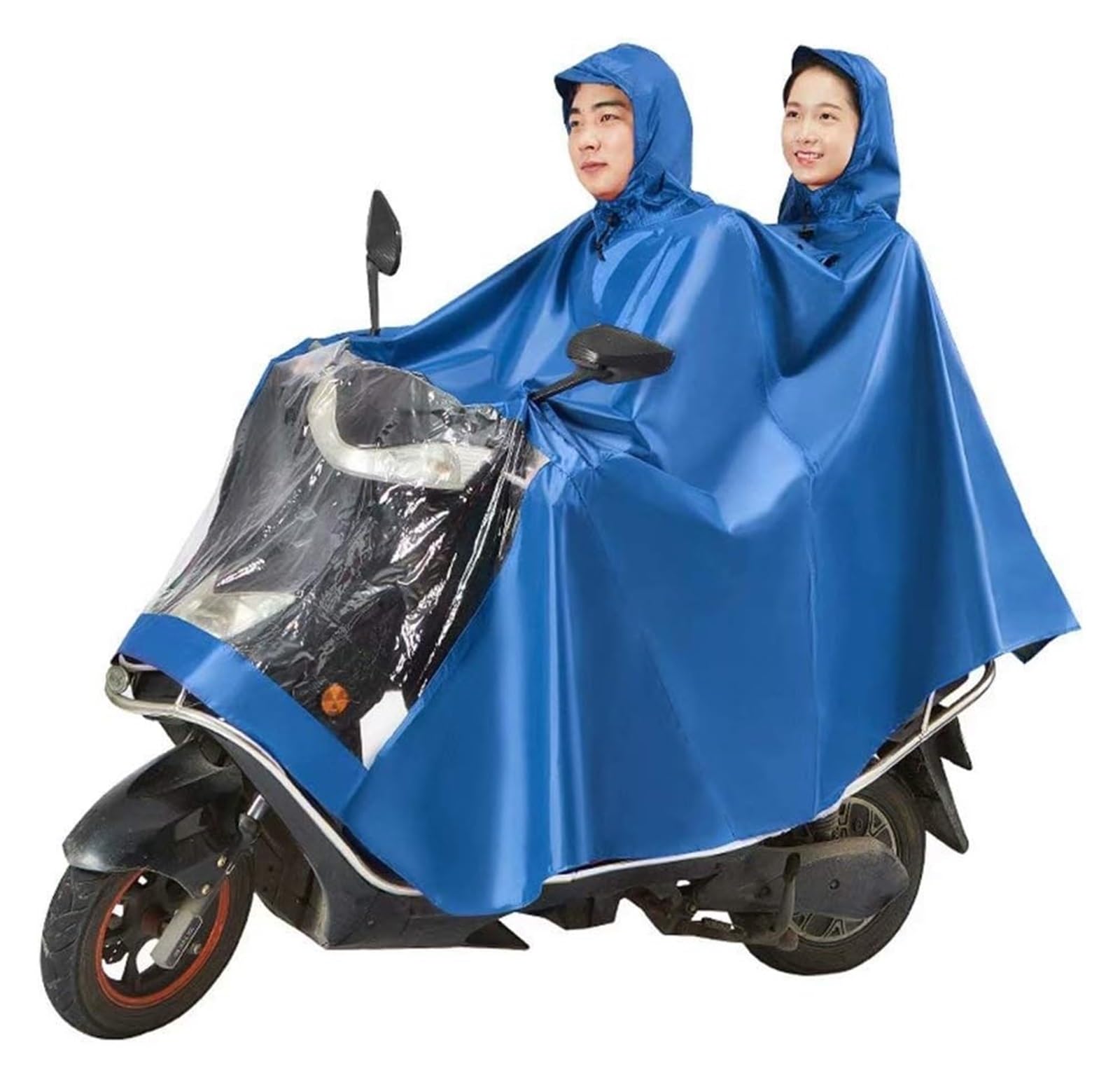 AMZBNEIDI Elektrofahrrad Regenmantel Elektroroller-Regenponcho, Motorrad-Antibeschlag-Regenschutzhülle mit Spiegelschlitzen, großer Regenumhangmantel for Elektromobilitätsroller(Blue) von AMZBNEIDI