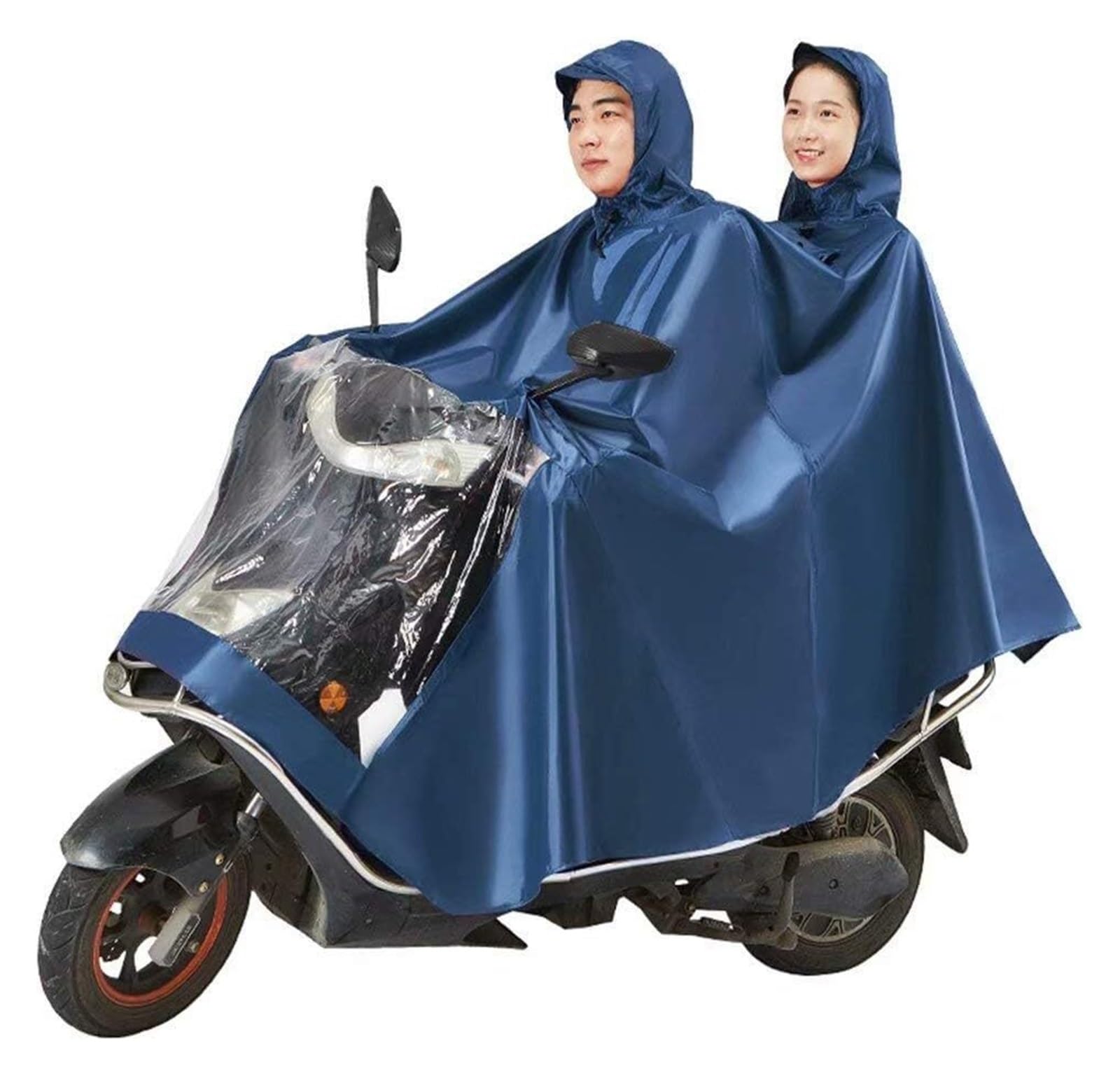 AMZBNEIDI Elektrofahrrad Regenmantel Elektroroller-Regenponcho, Motorrad-Antibeschlag-Regenschutzhülle mit Spiegelschlitzen, großer Regenumhangmantel for Elektromobilitätsroller(Navy) von AMZBNEIDI