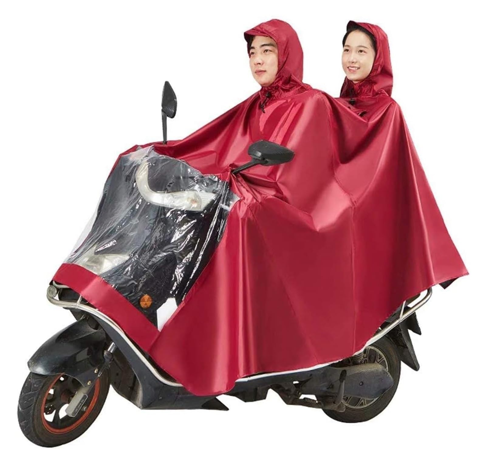 AMZBNEIDI Elektrofahrrad Regenmantel Elektroroller-Regenponcho, Motorrad-Antibeschlag-Regenschutzhülle mit Spiegelschlitzen, großer Regenumhangmantel for Elektromobilitätsroller(Red) von AMZBNEIDI