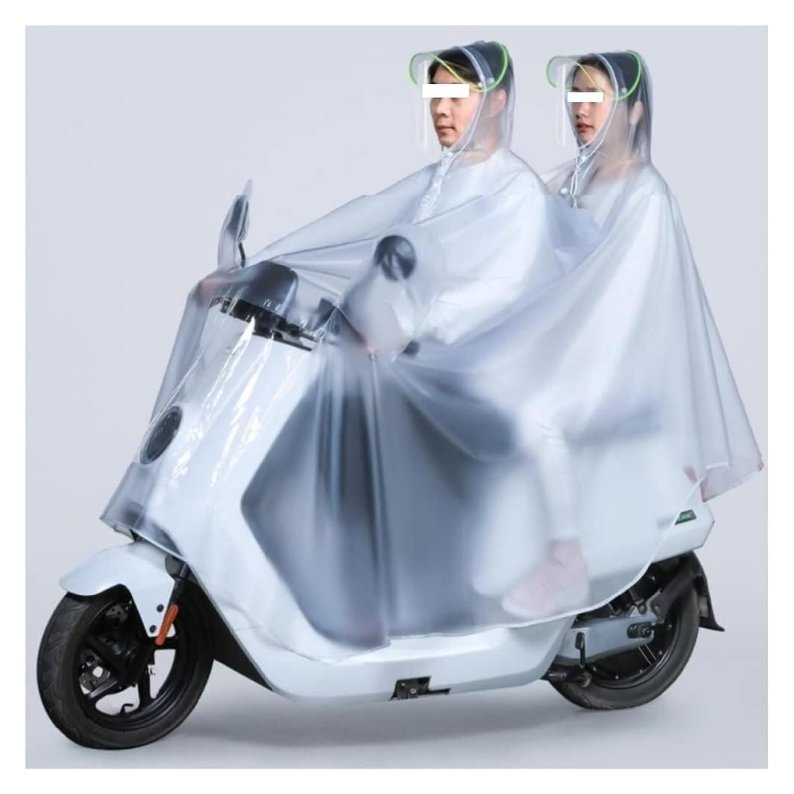 AMZBNEIDI Elektrofahrrad Regenmantel Ponchos, Regenumhang for Mobilitätsroller, Regenmantel mit Kapuze, Regenmantel for Mobilitätsroller und transparente Kappe for Damen und Herren(Double 4XL) von AMZBNEIDI