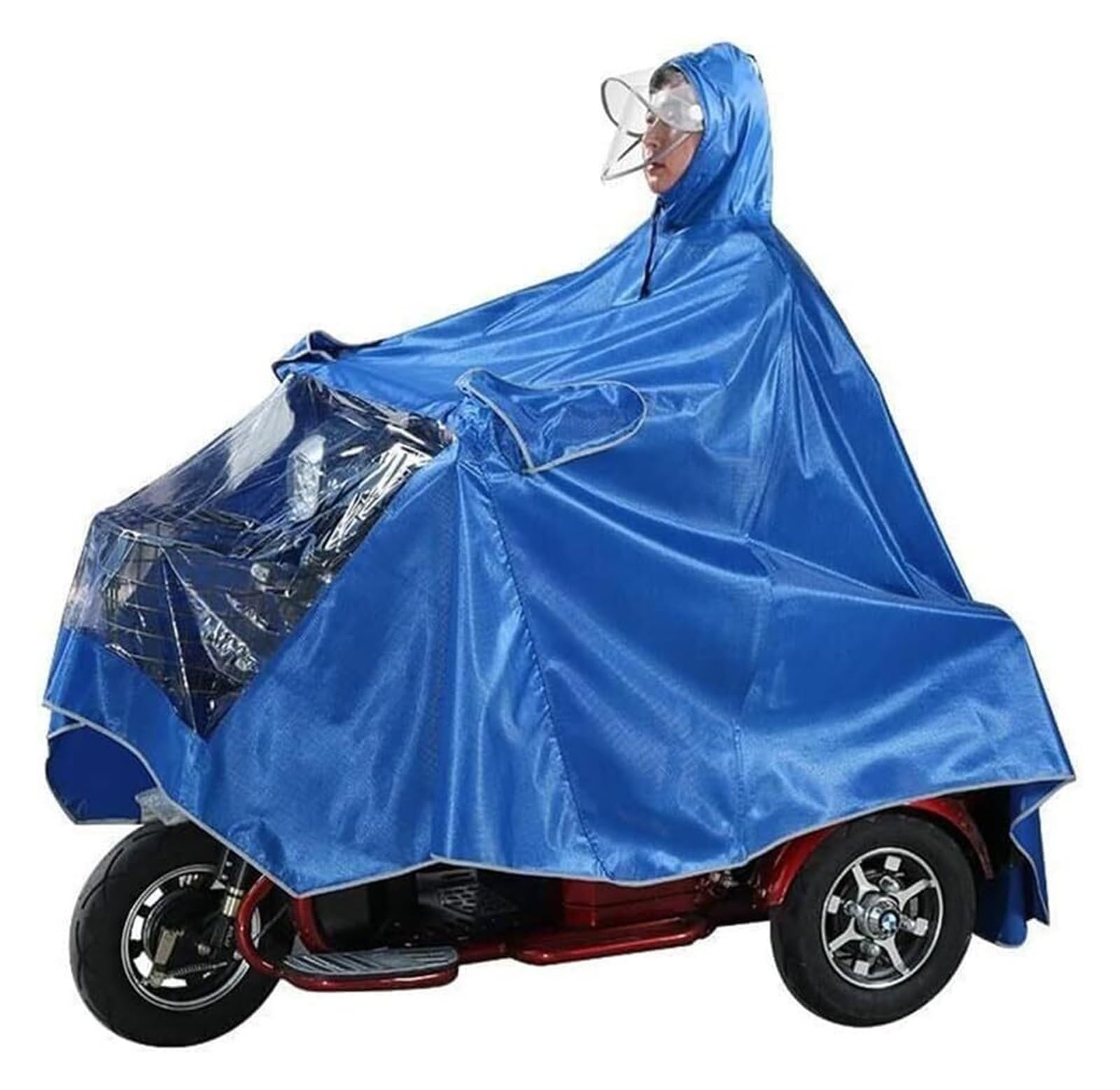 AMZBNEIDI Elektrofahrrad Regenmantel Ponchos, Übergroßer Motorrad-Dreirad-Regenponcho, verdickender Regenmantel, Einzel-/Doppel-E-Bike-Dreirad-Poncho, alter Auto-Roller-Regenmantel mit Kapuze(4XL) von AMZBNEIDI