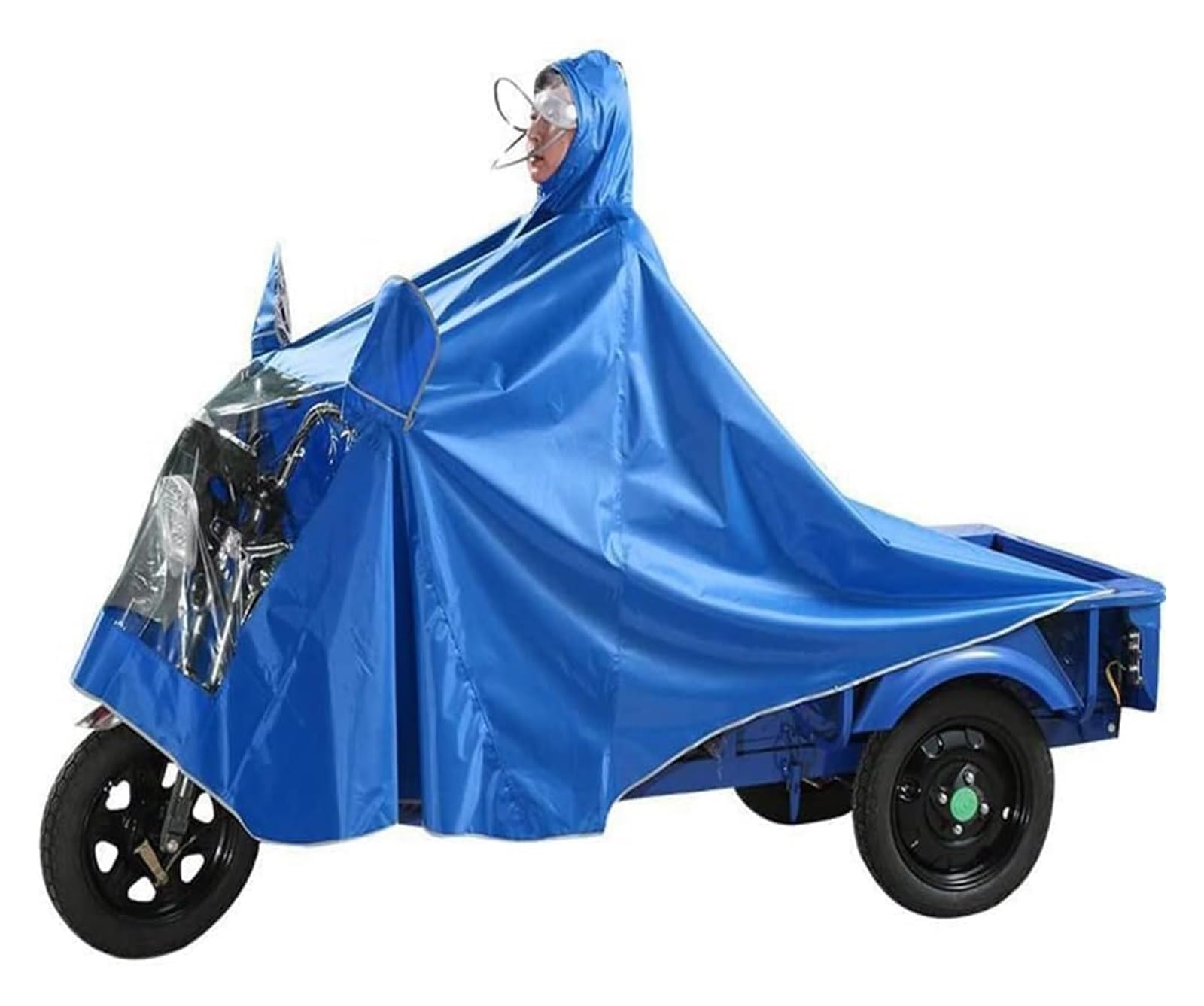 AMZBNEIDI Elektrofahrrad Regenmantel Regenponcho for Fahrräder, Poncho, übergroßer Motorrad-Dreirad-Regenponcho, verdickender Regenmantel, Einzel-/Doppel-Elektrofahrrad-Dreirad-Poncho(Blu,3Xle=) von AMZBNEIDI