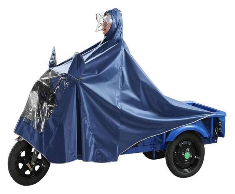 AMZBNEIDI Elektrofahrrad Regenmantel Regenponcho for Fahrräder, Poncho, übergroßer Motorrad-Dreirad-Regenponcho, verdickender Regenmantel, Einzel-/Doppel-Elektrofahrrad-Dreirad-Poncho(Navy Blue,3Xle) von AMZBNEIDI