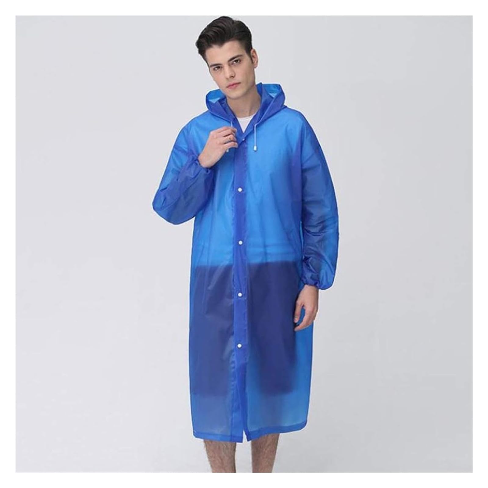 AMZBNEIDI Elektrofahrrad Regenmantel Transparenter Unisex-Regenmantel, tragbar, Outdoor-Reise-Regenbekleidung, wasserdichter Camping-Poncho mit Kapuze, Kunststoff-Regenschutz(Blue) von AMZBNEIDI