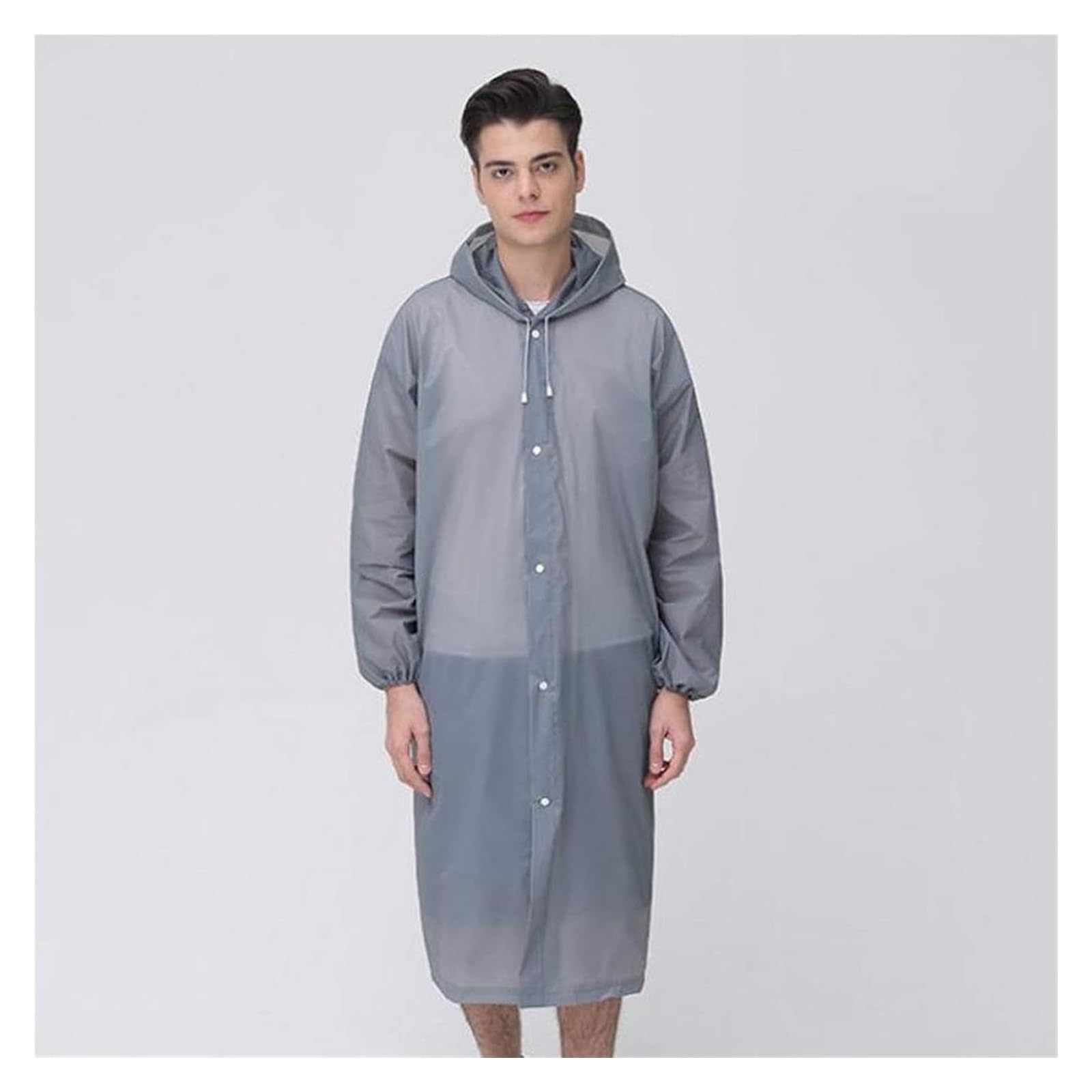 AMZBNEIDI Elektrofahrrad Regenmantel Transparenter Unisex-Regenmantel, tragbar, Outdoor-Reise-Regenbekleidung, wasserdichter Camping-Poncho mit Kapuze, Kunststoff-Regenschutz(Grey) von AMZBNEIDI