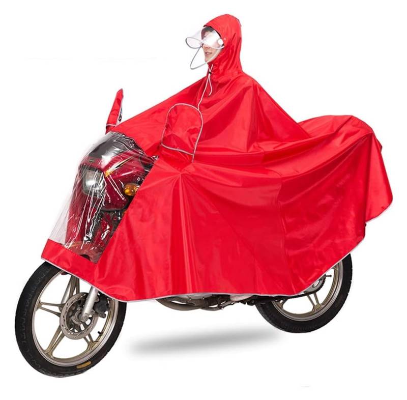 AMZBNEIDI Elektrofahrrad Regenmantel Unisex-Erwachsene Regenponcho im Freien Fahrrad Ebike Motorrad Roller Fahrradjacke Regenmantel Kapuzenumhang(Bright Red,6X) von AMZBNEIDI