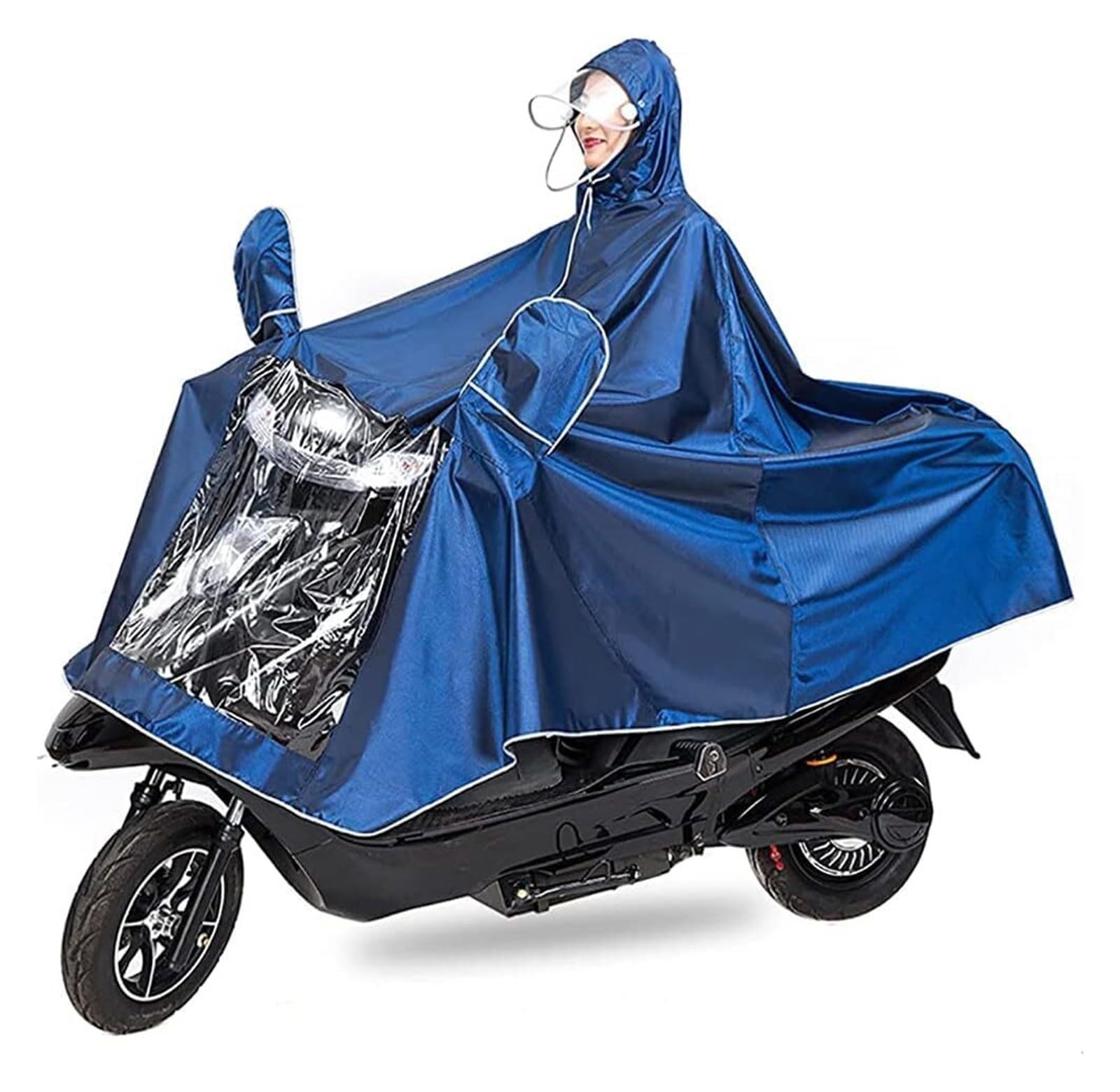 AMZBNEIDI Elektrofahrrad Regenmantel Unisex-Erwachsene Regenponcho im Freien Fahrrad Ebike Motorrad Roller Fahrradjacke Regenmantel Kapuzenumhang(Dark Blue,6X) von AMZBNEIDI