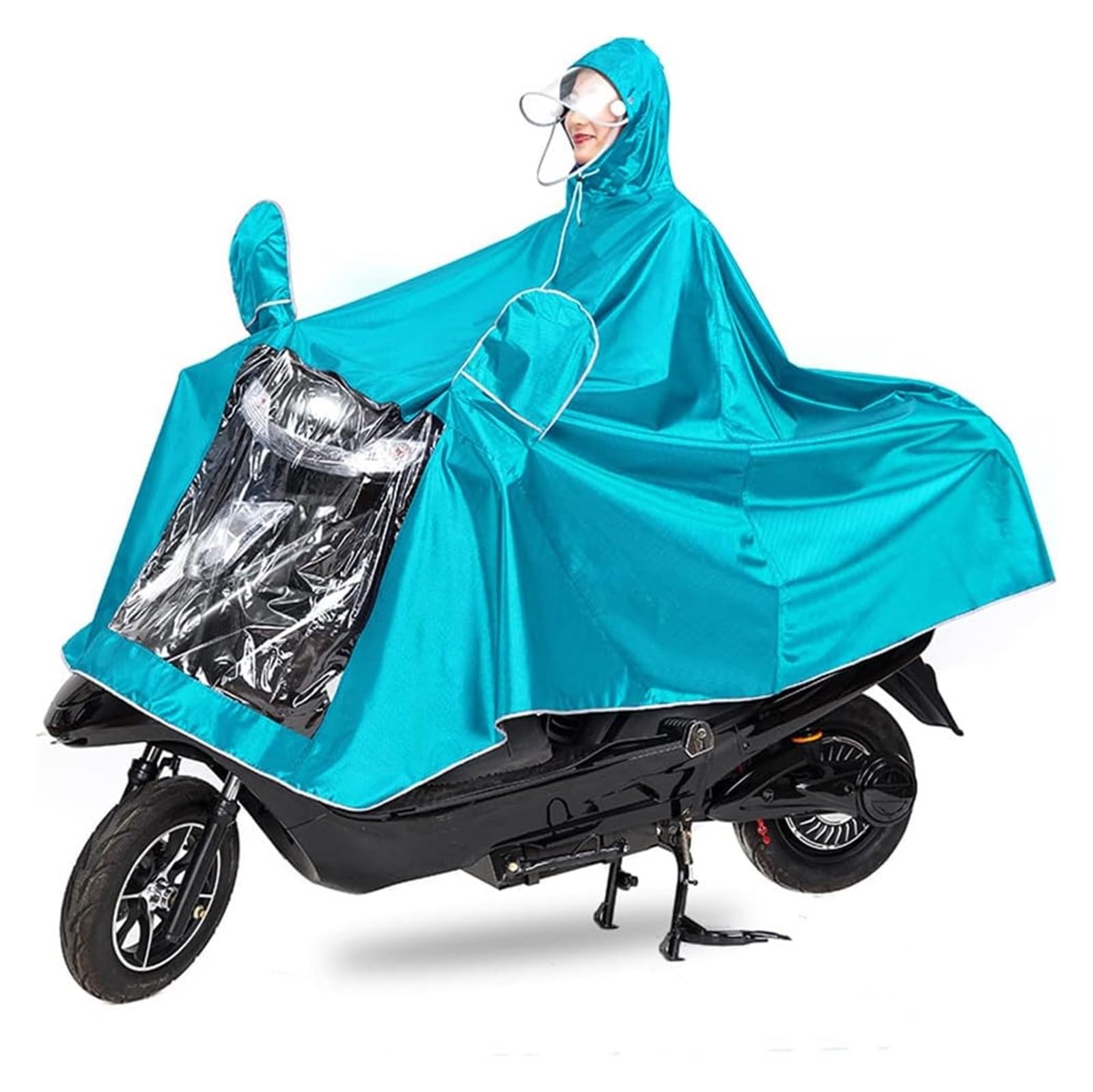 AMZBNEIDI Elektrofahrrad Regenmantel Unisex-Erwachsene Regenponcho im Freien Fahrrad Ebike Motorrad Roller Fahrradjacke Regenmantel Kapuzenumhang(Light Blue,5X) von AMZBNEIDI