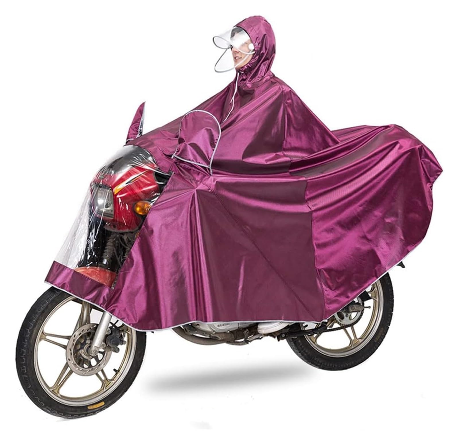 AMZBNEIDI Elektrofahrrad Regenmantel Unisex-Erwachsene Regenponcho im Freien Fahrrad Ebike Motorrad Roller Fahrradjacke Regenmantel Kapuzenumhang(Red 1,5X) von AMZBNEIDI