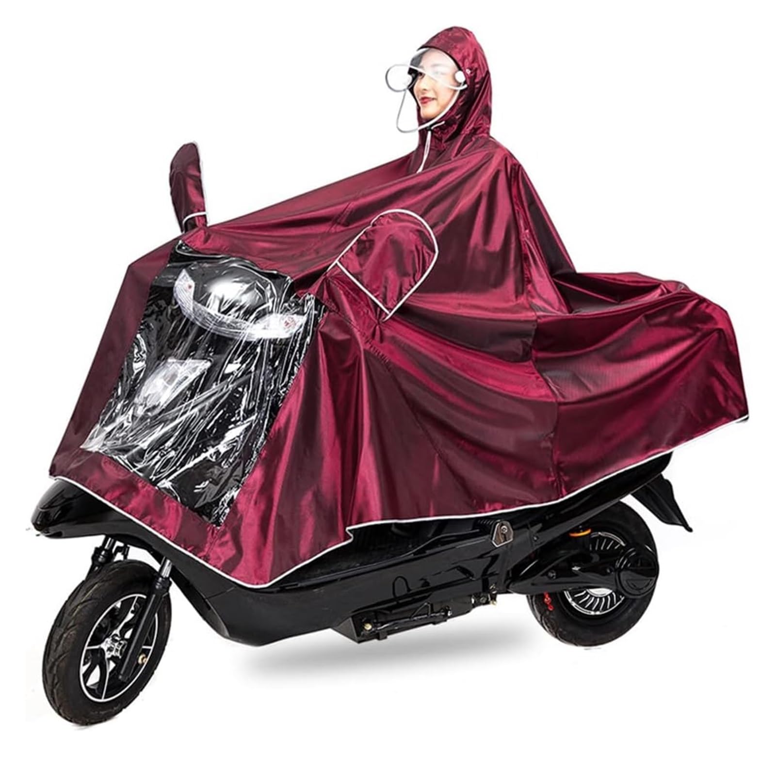 AMZBNEIDI Elektrofahrrad Regenmantel Unisex-Erwachsene Regenponcho im Freien Fahrrad Ebike Motorrad Roller Fahrradjacke Regenmantel Kapuzenumhang(Red 2,5X) von AMZBNEIDI