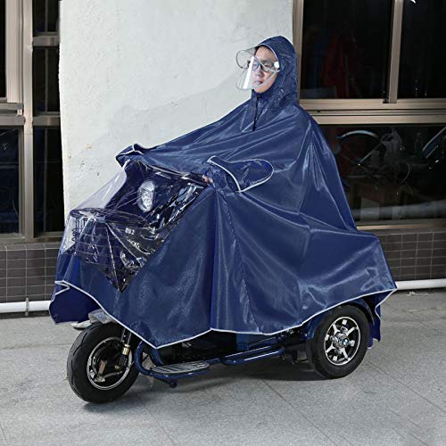 AMZBNEIDI Elektrofahrrad Regenmantel Wasserdichter großer Regenumhang-Mantel, Mobilitätsroller, Motorrad-Regenmantel, Regenschutz, Poncho-Regenbekleidung, vollständiger Schutz mit Visier(Black,4XL) von AMZBNEIDI