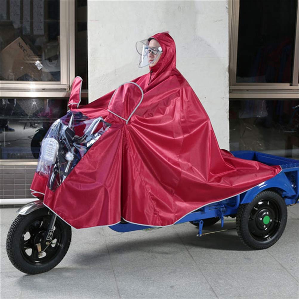 AMZBNEIDI Elektrofahrrad Regenmantel Wasserdichter großer Regenumhang-Mantel, Mobilitätsroller, Motorrad-Regenmantel, Regenschutz, Poncho-Regenbekleidung, vollständiger Schutz mit Visier(Red,3XL) von AMZBNEIDI