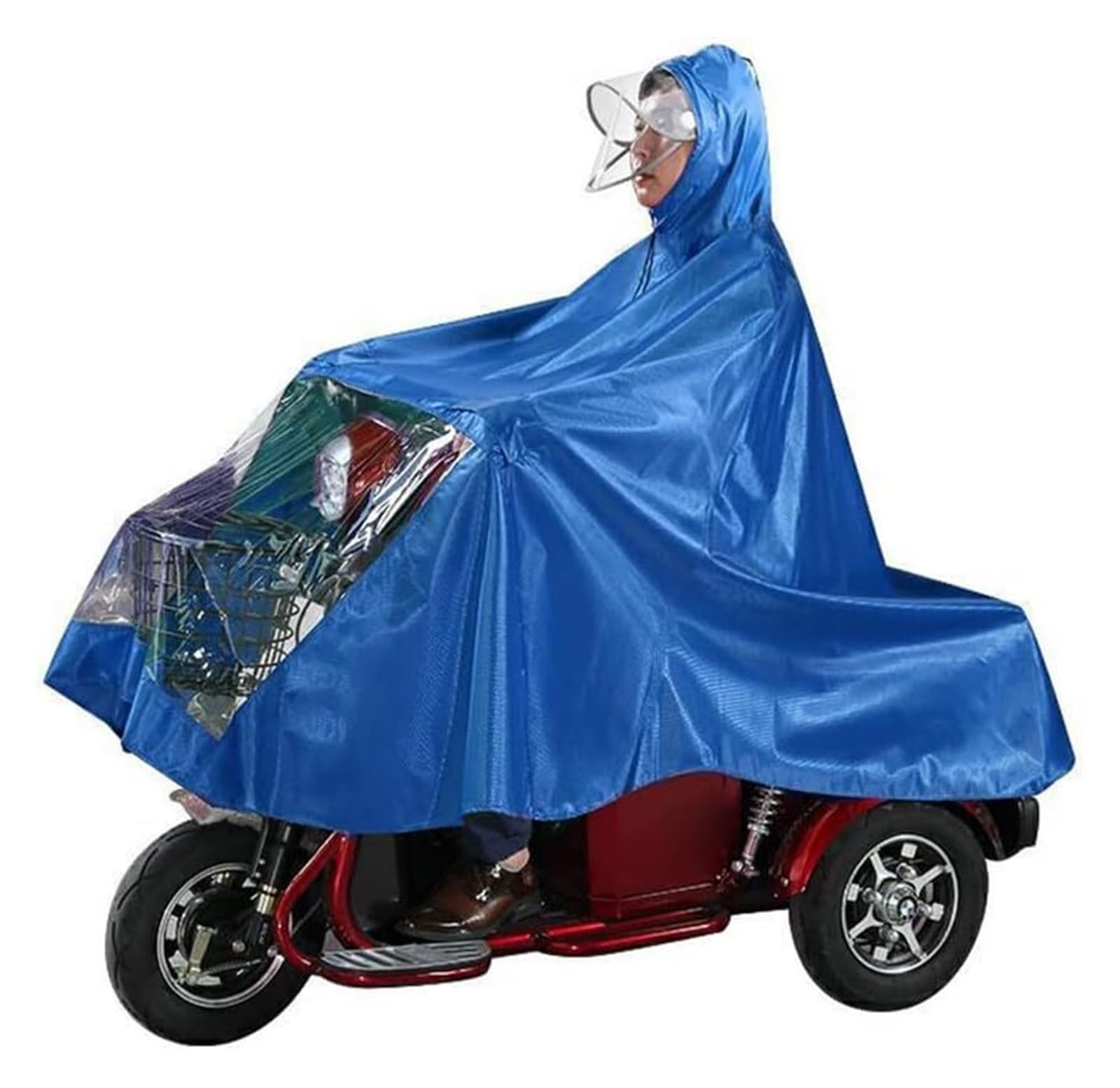 Elektrofahrrad Regenmantel Elektro-Fahrrad-Regenmantel, Radfahren-Regenmantel, übergroßer Motorrad-Dreirad-Regenponcho, verdickender Regenmantel, Einzel-/Doppel-Elektro-Fahrrad-Dreirad-Poncho(Blu,Sing von AMZBNEIDI