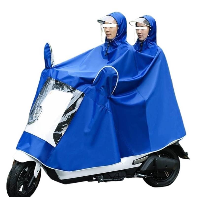 Elektrofahrrad Regenmantel Ponchos, Mobilitätsroller-Abdeckung, großer Regenumhang, Mantel, Mobilitätsroller, Motorrad-Regenmantel, Regenschutz, Poncho-Regenbekleidung mit Visier(Blue,Double 4XL) von AMZBNEIDI