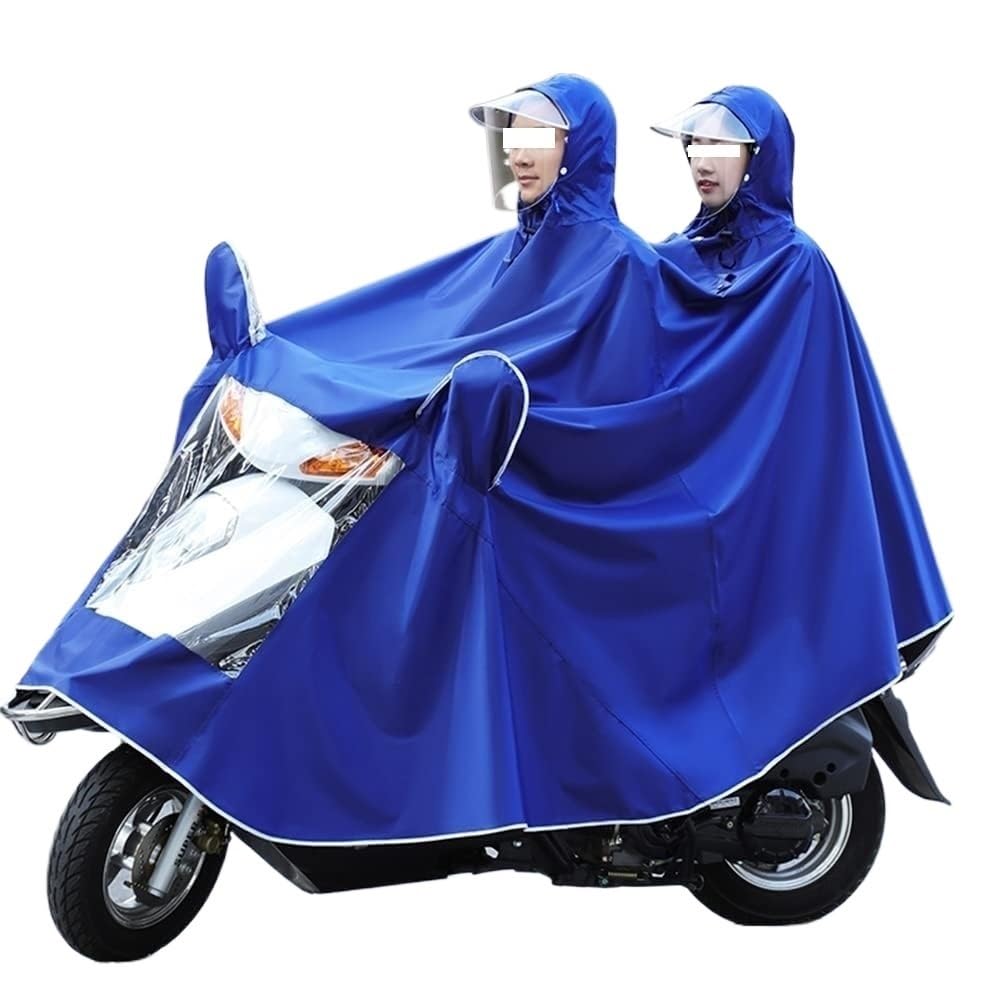 Elektrofahrrad Regenmantel Ponchos, Mobilitätsroller-Abdeckung, großer Regenumhang, Mantel, Mobilitätsroller, Motorrad-Regenmantel, Regenschutz, Poncho-Regenbekleidung mit Visier(Blue,Double 5XL) von AMZBNEIDI