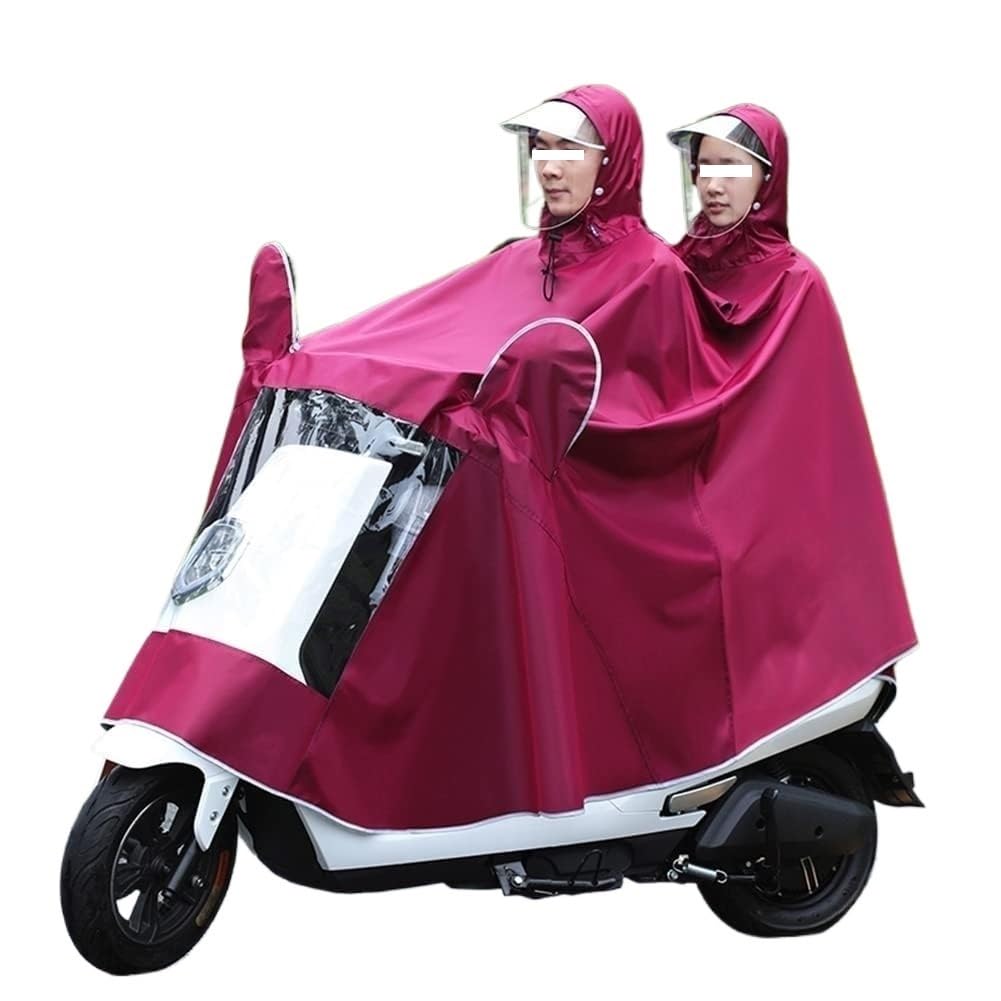 Elektrofahrrad Regenmantel Ponchos, Mobilitätsroller-Abdeckung, großer Regenumhang, Mantel, Mobilitätsroller, Motorrad-Regenmantel, Regenschutz, Poncho-Regenbekleidung mit Visier(Red,Double 4XL) von AMZBNEIDI