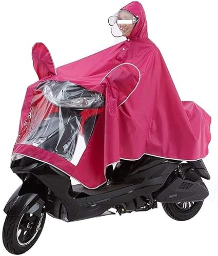 Elektrofahrrad Regenmantel Ponchos, großer Regenumhangmantel for Elektromobilitätsroller und Motorräder, Antibeschlag-Regenschutzhülle for Motorräder for Einzelpersonen mit Spiegelschlitz(Pink,4XL) von AMZBNEIDI