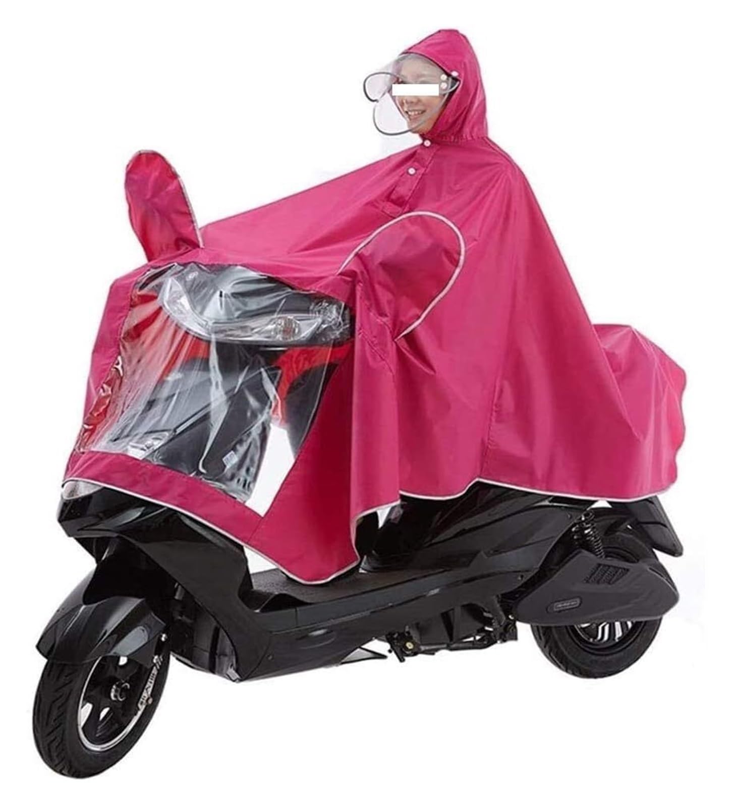 Elektrofahrrad Regenmantel Ponchos, großer Regenumhangmantel for Elektromobilitätsroller und Motorräder, Antibeschlag-Regenschutzhülle for Motorräder for Einzelpersonen mit Spiegelschlitz(Pink,4XL) von AMZBNEIDI