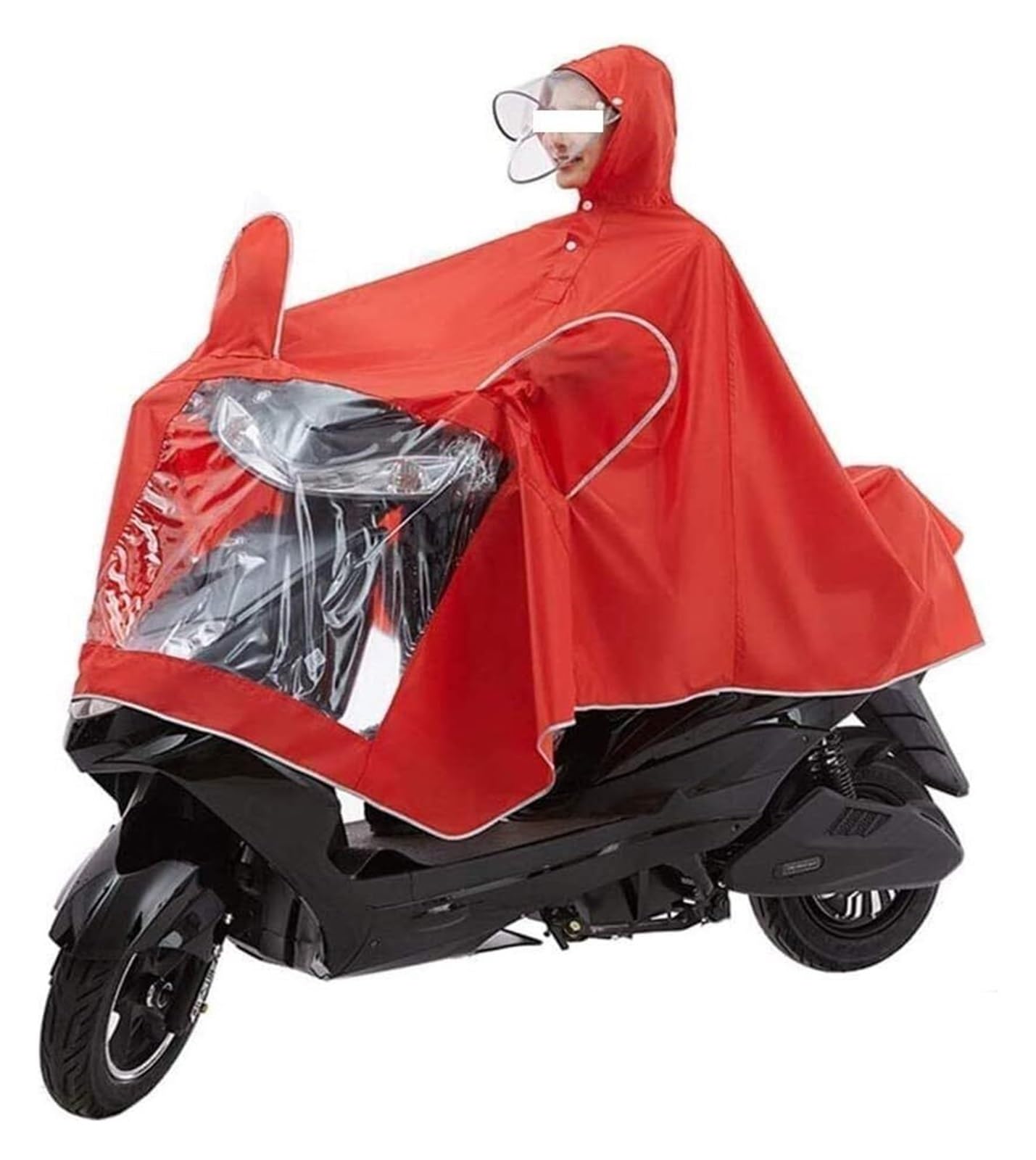 Elektrofahrrad Regenmantel Ponchos, großer Regenumhangmantel for Elektromobilitätsroller und Motorräder, Antibeschlag-Regenschutzhülle for Motorräder for Einzelpersonen mit Spiegelschlitz(Red,4XL) von AMZBNEIDI