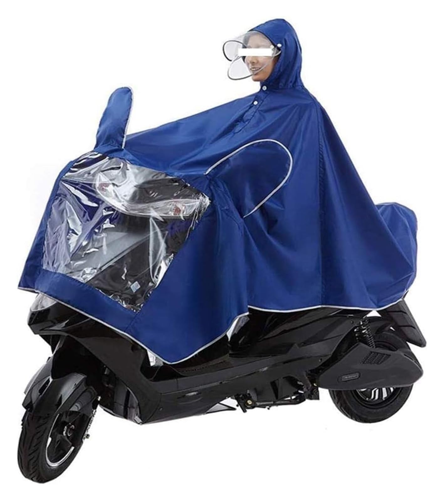 Elektrofahrrad Regenmantel Ponchos, großer Regenumhangmantel for Elektromobilitätsroller und Motorräder, Antibeschlag-Regenschutzhülle for Motorräder for Einzelpersonen mit Spiegelschlitz(Blue,3XL) von AMZBNEIDI